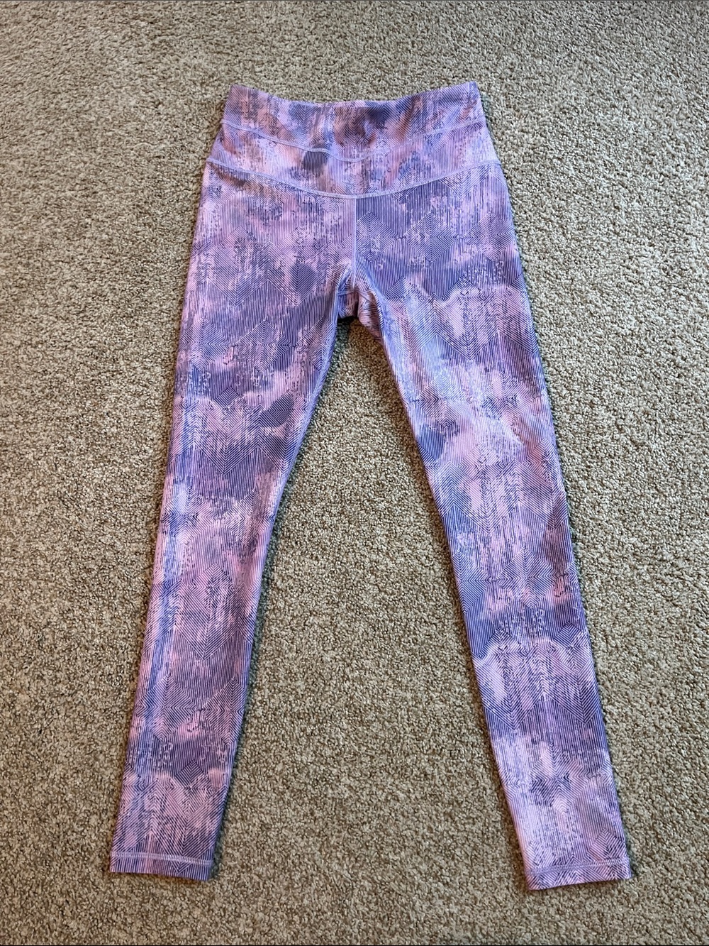 Womens Purple Patterned Active Leggings
